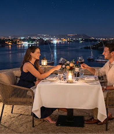 Evening dining overlooking the Nile at BenBen