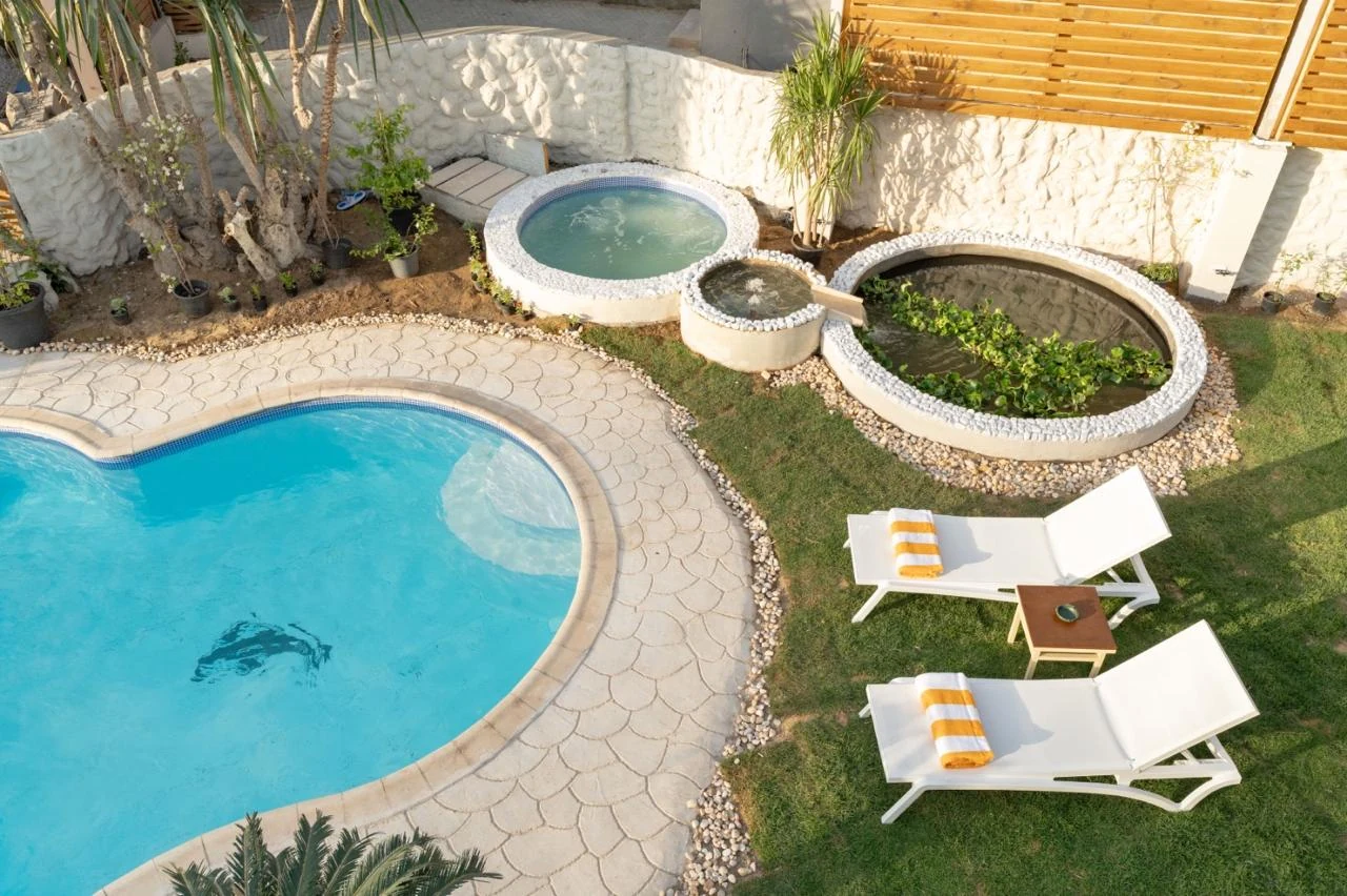 Circular stone pools and steps